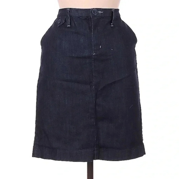 Banana Republic Button Front Dark Indigo Wash Denim Jean Skirt Size 8 Medium M - Picture 1 of 2